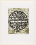 Artist: Neilson, Janet. | Title: Persistence | Date: 1999 | Technique: Linocut, printed in black ink, from one plate, over gesso collagraph, printed in green ink, from one plate