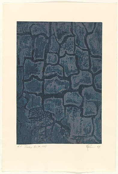 Artist: b'EWINS, Rod' | Title: b'Tuesday February 7th 1967.' | Date: 1967 | Technique: b'etching, printed in colour, from one aluminium plate' Artist: b'EWINS, Rod' | Title: b'Tuesday February 7th 1967.' | Date: 1967 | Technique: b'etching, printed in colour, from one aluminium plate'