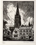 Artist: Owen, Gladys. | Title: Wadenhoe Church | Date: 1932 | Technique: wood-engraving, printed in black ink, from one block | Copyright: © Estate of David Moore