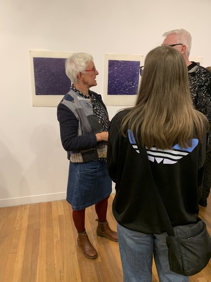 Title: Artist Patsy Payne at the opening of her exhibition, 'A most peculiar star'. Megalo Print Workshop and Gallery, Canberra, 14 August 2026