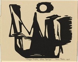 Artist: Thake, Eric. | Title: Greeting card: Christmas (Mirage People, Alice Springs) | Date: 1946 | Technique: linocut, printed in black ink, from one block
