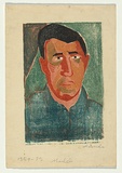 Artist: Groblicka, Lidia. | Title: Model [portrait of a man]. | Date: 1954-55 | Technique: woodcut, printed in colour, from multiple blocks