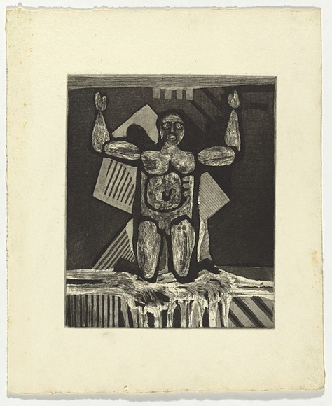 Artist: b'SELLBACH, Udo' | Title: b'(Arms up)' | Date: 1960s | Technique: b'etching and aquatint printed in black ink, from one plate' Artist: b'SELLBACH, Udo' | Title: b'(Arms up)' | Date: 1960s | Technique: b'etching and aquatint printed in black ink, from one plate'