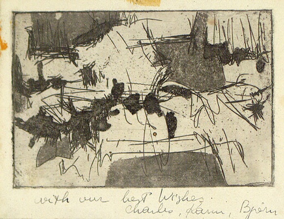 Artist: b'REDDINGTON, Charles' | Title: b'no title (Abstract expressionist composition)' | Date: c.1961 | Technique: b'etching and aquatint, printed in black ink, from one plate' Artist: b'REDDINGTON, Charles' | Title: b'no title (Abstract expressionist composition)' | Date: c.1961 | Technique: b'etching and aquatint, printed in black ink, from one plate'