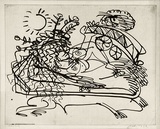 Artist: BOYD, Arthur | Title: Reclining figure with sun and flying lion. | Date: (1968-69) | Technique: etching, printed in black ink, from one plate | Copyright: Reproduced with permission of Bundanon Trust