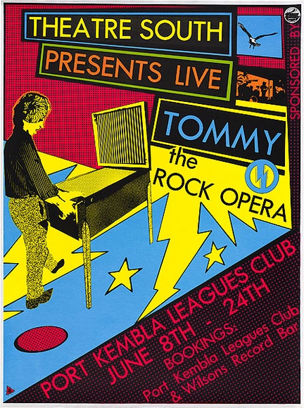 Artist: b'REDBACK GRAPHIX' | Title: b'Tommy - the rock opera.' | Date: 1984 | Technique: b'screenprint, printed in colour, from four stencils' | Copyright: b'\xc2\xa9 Raymond John Young' Artist: b'REDBACK GRAPHIX' | Title: b'Tommy - the rock opera.' | Date: 1984 | Technique: b'screenprint, printed in colour, from four stencils' | Copyright: b'\xc2\xa9 Raymond John Young'