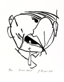 Artist: Burgess, Jeff. | Title: Human head. | Date: 1982 | Technique: linocut, printed in black ink, from one block