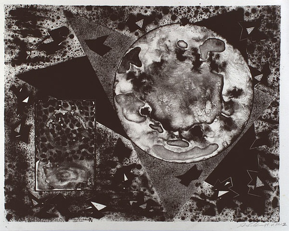 Artist: b'Wickham, Stephen.' | Title: b'Black circle' | Date: 1985 | Technique: b'lithograph, printed in black ink, from one stone' | Copyright: b'Stephen Wickham is represented by Australian Galleries Works on paper Sydney & Stephen McLaughlan Gallery, Melbourne' Artist: b'Wickham, Stephen.' | Title: b'Black circle' | Date: 1985 | Technique: b'lithograph, printed in black ink, from one stone' | Copyright: b'Stephen Wickham is represented by Australian Galleries Works on paper Sydney & Stephen McLaughlan Gallery, Melbourne'