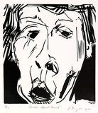 Artist: Burgess, Jeff. | Title: Human head, female. | Date: 1981 | Technique: linocut, printed in black ink, from one block