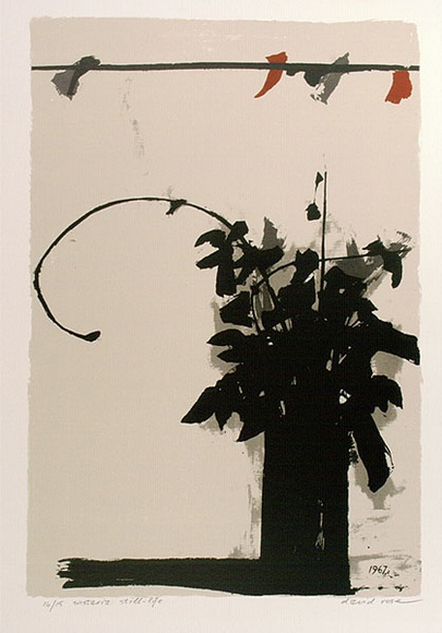 Artist: b'Rose, David.' | Title: b'Wistaria still life' | Date: 1967 | Technique: b'screenprint, printed in colour, from five stencils' Artist: b'Rose, David.' | Title: b'Wistaria still life' | Date: 1967 | Technique: b'screenprint, printed in colour, from five stencils'