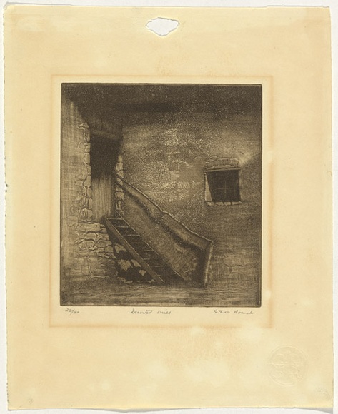 Artist: b'Roach, G.T.M.' | Title: b'Deserted mill' | Date: 1929 | Technique: b'etching and aquatint, printed in brown ink with plate-tone, from one plate' Artist: b'Roach, G.T.M.' | Title: b'Deserted mill' | Date: 1929 | Technique: b'etching and aquatint, printed in brown ink with plate-tone, from one plate'