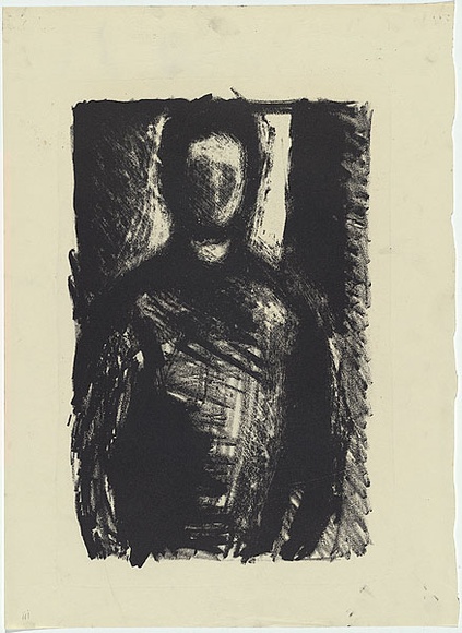 Artist: b'MADDOCK, Bea' | Title: b'Self portrait' | Date: 1961 | Technique: b'lithograph worked in crayon and touche, printed in black ink, from one stone' Artist: b'MADDOCK, Bea' | Title: b'Self portrait' | Date: 1961 | Technique: b'lithograph worked in crayon and touche, printed in black ink, from one stone'