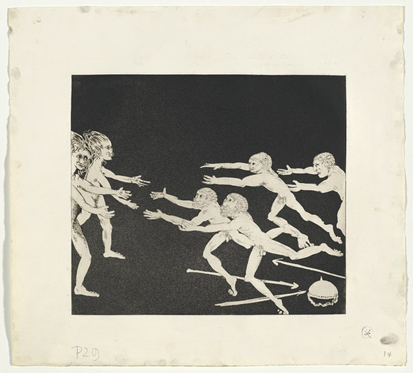 Artist: b'BOYD, Arthur' | Title: b'Lysistrata: Earth is delighted now,....' | Date: (1970) | Technique: b'etching and aquatint, printed in black ink, from one plate' | Copyright: b'Reproduced with permission of Bundanon Trust' Artist: b'BOYD, Arthur' | Title: b'Lysistrata: Earth is delighted now,....' | Date: (1970) | Technique: b'etching and aquatint, printed in black ink, from one plate' | Copyright: b'Reproduced with permission of Bundanon Trust'