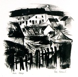 Artist: Adams, Tate. | Title: Irish Village. | Date: c.1955 | Technique: lithograph, printed in black ink, from one zinc plate