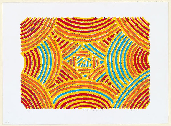 Artist: b'RED HAND PRINT' | Title: b'Body painting #1/Awely #1' | Date: 1998, 23 April | Technique: b'screenprint, printed in colour, from multiple stencils' Artist: b'RED HAND PRINT' | Title: b'Body painting #1/Awely #1' | Date: 1998, 23 April | Technique: b'screenprint, printed in colour, from multiple stencils'