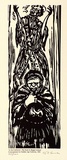 Artist: O'Connor, Vic. | Title: In the Cathedral: The saint and beggarwoman | Date: 1982 | Technique: linocut, printed in black ink, from one block | Copyright: Reproduced with permission of the artist.