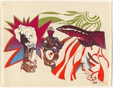 Artist: Gee, Angela. | Title: no title [Goanna and Fist]. | Date: 1981 | Technique: screenprint, printed in colour, from three stencils | Copyright: Courtesy of Angela Gee