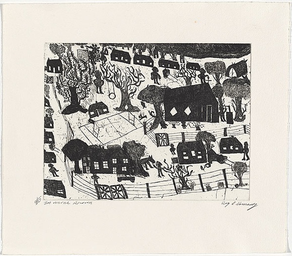 Artist: b'Kennedy, Roy.' | Title: bI'm never alone. | Date: 2005 | Technique: b'etching, printed in black ink, from one plate' Artist: b'Kennedy, Roy.' | Title: bI'm never alone. | Date: 2005 | Technique: b'etching, printed in black ink, from one plate'