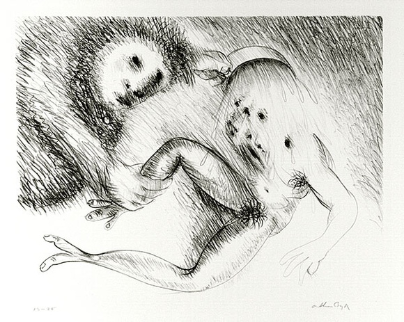 Artist: b'BOYD, Arthur' | Title: b'St Francis cleansing the leper.' | Date: (1965) | Technique: b'lithograph, printed in black ink, from one plate' | Copyright: b'Reproduced with permission of Bundanon Trust' Artist: b'BOYD, Arthur' | Title: b'St Francis cleansing the leper.' | Date: (1965) | Technique: b'lithograph, printed in black ink, from one plate' | Copyright: b'Reproduced with permission of Bundanon Trust'