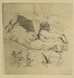 Artist: ZOFREA, Salvatore | Title: Lovers | Date: c.1978 | Technique: etching, printed in warm black ink with plate-tone, from one plate | Copyright: © Salvatore Zofrea, c.1978