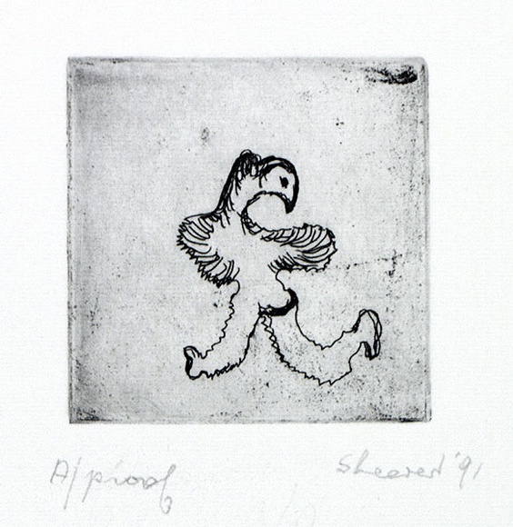 Artist: b'Shearer, Mitzi.' | Title: b'not titled' | Date: 1991 | Technique: b'etching, printed in black, with plate-tone, from one plate' Artist: b'Shearer, Mitzi.' | Title: b'not titled' | Date: 1991 | Technique: b'etching, printed in black, with plate-tone, from one plate'