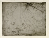 Artist: BOYD, Arthur | Title: Bert Hinkler; his wife and lion and letter. | Date: (1968-69) | Technique: etching, printed in black ink, from one plate | Copyright: Reproduced with permission of Bundanon Trust