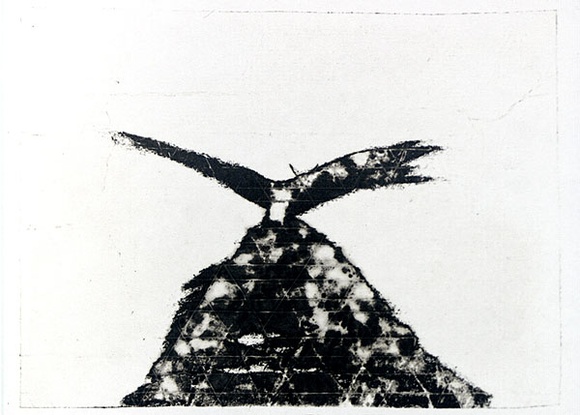 Artist: b'Roberts, Neil.' | Title: b'Eruptions 28' | Date: 1991 | Technique: b'pigment-transfer, printed in brown ink, from one bitumen paper plate' Artist: b'Roberts, Neil.' | Title: b'Eruptions 28' | Date: 1991 | Technique: b'pigment-transfer, printed in brown ink, from one bitumen paper plate'