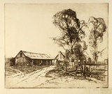 Artist: LONG, Sydney | Title: <p>The blacksmith's shop</p> | Date: (1928) | Technique: line-etching, printed in black ink from one copper plate | Copyright: Reproduced with the kind permission of the Ophthalmic Research Institute of Australia