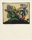 Artist: Reynell, Gladys | Title: Wildflower design. | Date: 1923-1933 | Technique: linocut, printed in black ink, from one block; hand-coloured | Copyright: © The Estate of Gladys Reynell