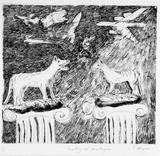 Artist: b'COLEING, Tony' | Title: b'Something old, something new.' | Date: 1983 | Technique: b'hardground etching, printed in black ink from one plate'