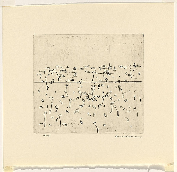 Artist: b'WILLIAMS, Fred' | Title: b'Lysterfield landscape. Number 1' | Date: 1965-66 | Technique: b'etching, drypoint and engraving, printed in black ink, from one copper plate' | Copyright: b'\xc2\xa9 Fred Williams Estate' Artist: b'WILLIAMS, Fred' | Title: b'Lysterfield landscape. Number 1' | Date: 1965-66 | Technique: b'etching, drypoint and engraving, printed in black ink, from one copper plate' | Copyright: b'\xc2\xa9 Fred Williams Estate'