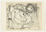Artist: BOYD, Arthur | Title: Seated lion and potter. | Date: (1968-69) | Technique: etching, printed in black ink, from one plate | Copyright: Reproduced with permission of Bundanon Trust