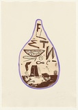Artist: b'Watson, Jenny.' | Title: b'The bottled memories' | Date: 1988 | Technique: b'aquatint, lift-ground, etching and roulette, printed in brown ink with plate-tone, from one zinc plate; hand-coloured'