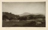 Artist: LINDSAY, Lionel | Title: Dawn | Date: 1923 | Technique: aquatint and burnishing, printed in brown ink with wiped highlights, from one plate | Copyright: Courtesy of the National Library of Australia