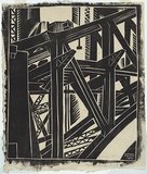 Artist: Weitzel, Frank. | Title: Sydney Bridge. | Date: c.1929 | Technique: linocut, printed in black ink, from one block