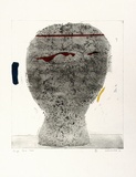 Artist: Clutterbuck, Jock. | Title: Large dark head. | Date: 1966 | Technique: etching and aquatint, printed in colour, from multiple plates
