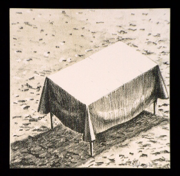 Artist: b'Keeling, David.' | Title: b'(table covered with table cloth).' | Date: 1996 | Technique: b'lithograph, printed in colour, from two stone plates' | Copyright: b'This work appears on screen courtesy of the artist and copyright holder' Artist: b'Keeling, David.' | Title: b'(table covered with table cloth).' | Date: 1996 | Technique: b'lithograph, printed in colour, from two stone plates' | Copyright: b'This work appears on screen courtesy of the artist and copyright holder'