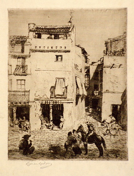 Artist: b'LINDSAY, Lionel' | Title: bThe ropemaker's shop, Seville | Date: 1916 | Technique: b'etching, printed in brown ink with plate-tone, from one plate' | Copyright: b'Courtesy of the National Library of Australia' Artist: b'LINDSAY, Lionel' | Title: bThe ropemaker's shop, Seville | Date: 1916 | Technique: b'etching, printed in brown ink with plate-tone, from one plate' | Copyright: b'Courtesy of the National Library of Australia'