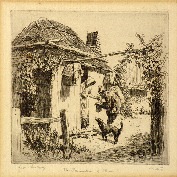 Artist: b'LINDSAY, Lionel' | Title: b'The pannikin of flour' | Date: 1924 | Technique: b'etching, printed in black ink with plate-tone, from one plate' | Copyright: b'Courtesy of the National Library of Australia' Artist: b'LINDSAY, Lionel' | Title: b'The pannikin of flour' | Date: 1924 | Technique: b'etching, printed in black ink with plate-tone, from one plate' | Copyright: b'Courtesy of the National Library of Australia'