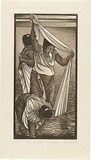 Artist: b'White, Robin.' | Title: b'Ti bon rabakau n akawa' | Date: 1995 | Technique: b'woodcut, printed in sepia ink, from two blocks'