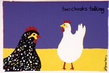 Artist: JILL POSTERS 1 | Title: Postcard: Two chooks talking | Date: 1983-87 | Technique: screenprint, printed in colour, from four stencils