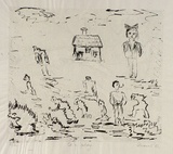 Artist: b'Shearer, Mitzi.' | Title: bLet's play | Date: 1981 | Technique: b'etching, soft ground printed in black ink, from one  plate'