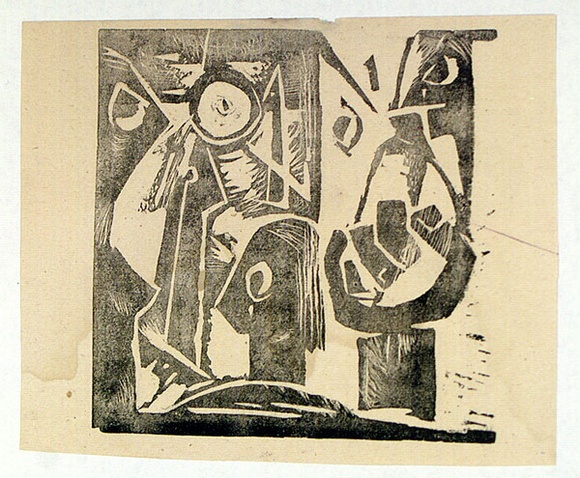 Artist: b'French, Len.' | Title: b'(Abstract).' | Date: (1955) | Technique: b'lithograph, printed in black ink, from one plate' | Copyright: b'\xc2\xa9 Leonard French. Licensed by VISCOPY, Australia' Artist: b'French, Len.' | Title: b'(Abstract).' | Date: (1955) | Technique: b'lithograph, printed in black ink, from one plate' | Copyright: b'\xc2\xa9 Leonard French. Licensed by VISCOPY, Australia'
