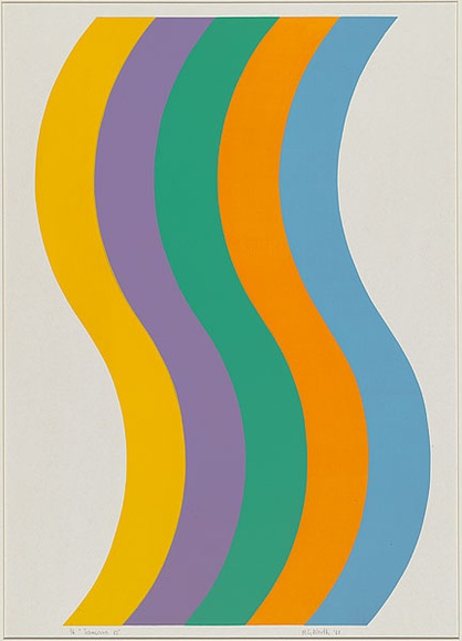 Artist: b'Worth, Margaret.' | Title: b'Samsara 13' | Date: 1968 | Technique: b'screenprint, printed in colour, from five stencils' Artist: b'Worth, Margaret.' | Title: b'Samsara 13' | Date: 1968 | Technique: b'screenprint, printed in colour, from five stencils'