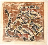 Artist: PRESTON, Margaret | Title: Aboriginal design. | Date: 1943 | Technique: woodcut, printed in colour, from one masonite block | Copyright: © Margaret Preston. Licensed by VISCOPY, Australia