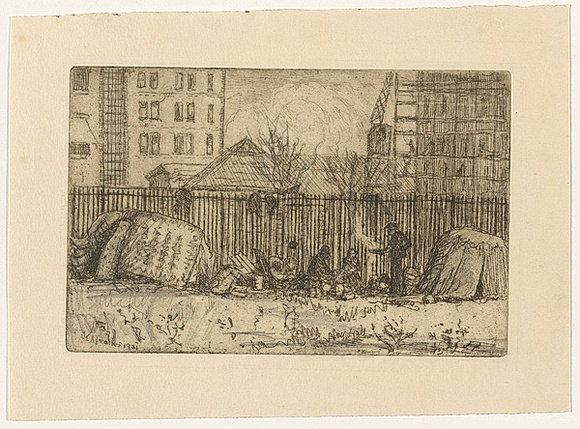 Artist: b'Traill, Jessie.' | Title: b'Les chiffonniers [the rag-pickers]' | Date: 1951 | Technique: b'etching and aquatint, printed in black ink, from one plate; pencil additions'