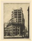 Artist: URE SMITH, Sydney | Title: The old Sydney Morning Herald offices | Date: c.1926 | Technique: etching and aquatint, printed in black ink, from one plate