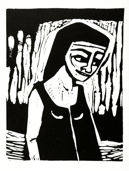 Artist: b'LAWTON, Tina' | Title: b'Number 5' | Date: 1962 | Technique: b'linocut, printed in black ink, from one block'