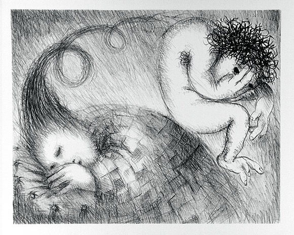 Artist: b'BOYD, Arthur' | Title: b'St Francis when young dreaming of a hunchback.' | Date: (1965) | Technique: b'lithograph, printed in black ink, from one plate' | Copyright: b'Reproduced with permission of Bundanon Trust' Artist: b'BOYD, Arthur' | Title: b'St Francis when young dreaming of a hunchback.' | Date: (1965) | Technique: b'lithograph, printed in black ink, from one plate' | Copyright: b'Reproduced with permission of Bundanon Trust'