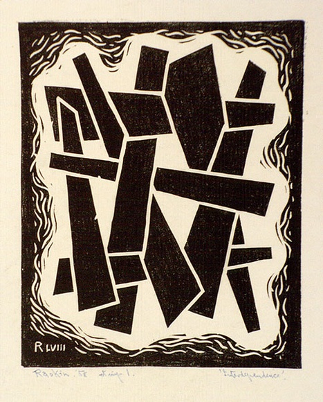 Artist: b'Hawkins, Weaver.' | Title: b'Interdependence' | Date: 1958 | Technique: b'linocut, printed in black ink, from one block' | Copyright: b'The Estate of H.F Weaver Hawkins' Artist: b'Hawkins, Weaver.' | Title: b'Interdependence' | Date: 1958 | Technique: b'linocut, printed in black ink, from one block' | Copyright: b'The Estate of H.F Weaver Hawkins'